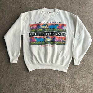 Vintage David Parker Wild Horses Print‎ Sweater